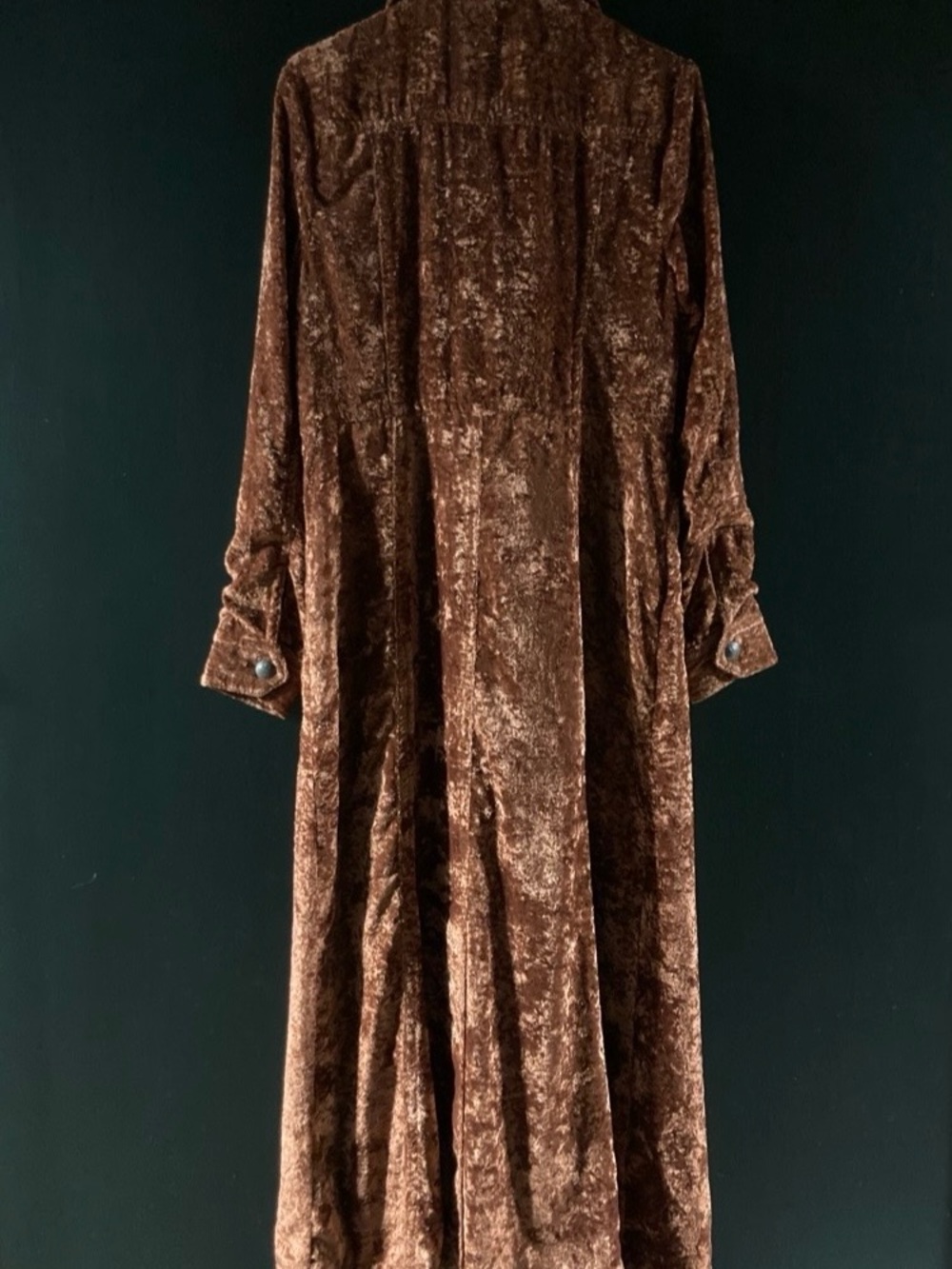 Free People Soho Rust Crushed Velvet Duster Trench Coat NWOT - Picture 5 of 5